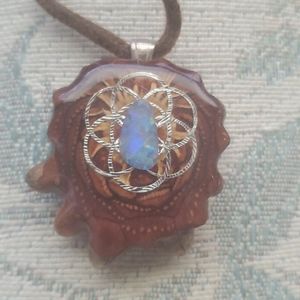 Third eye pinecone necklace-australian opal